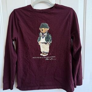 Polo Ralph‎ Lauren Bear Long Sleeve Shirt | Kids Large 14/16 | Burgundy Unis